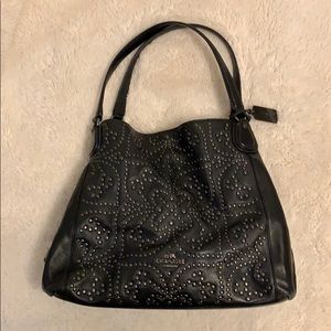 Coach Mini Studs Edie Shoulder Bag (Black) Leather